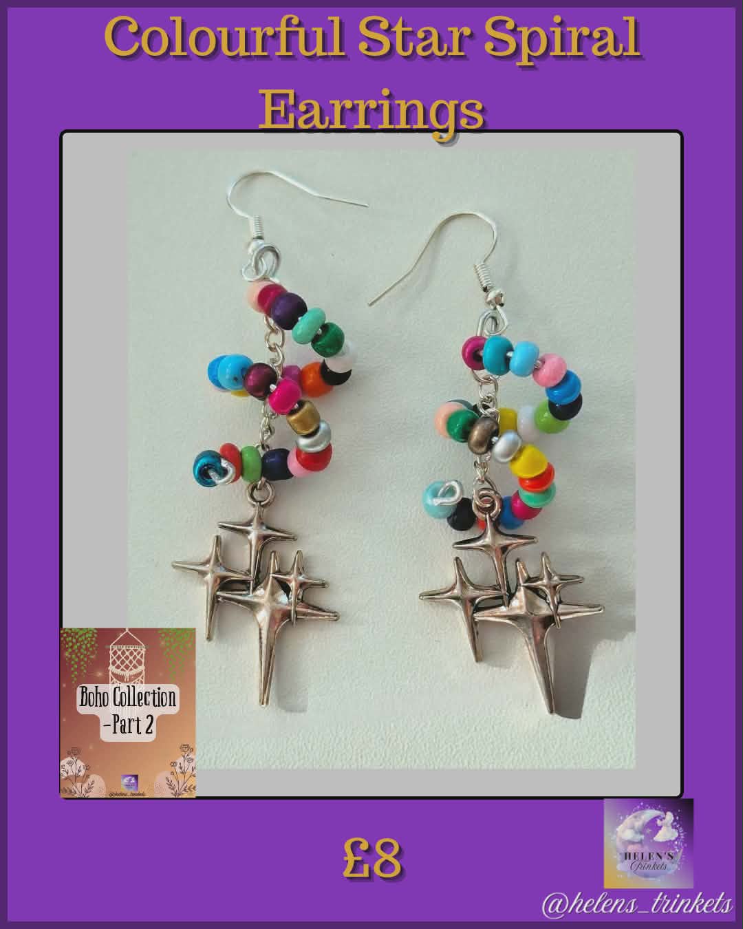 Colourful Star Spiral Earrings