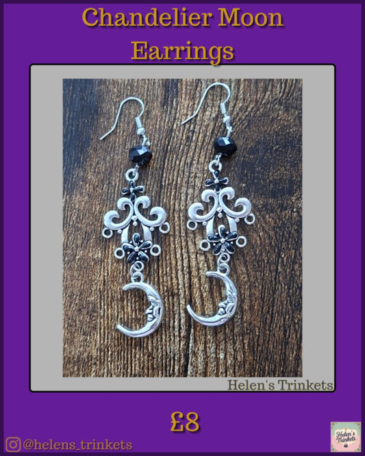 Chandelier Moon Earrings