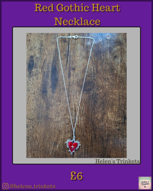 Red Gothic Heart Necklace