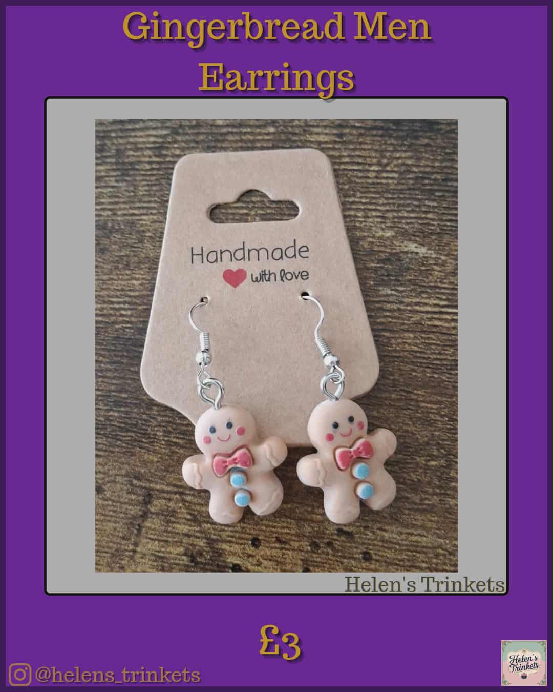 Gingerbread men earrings