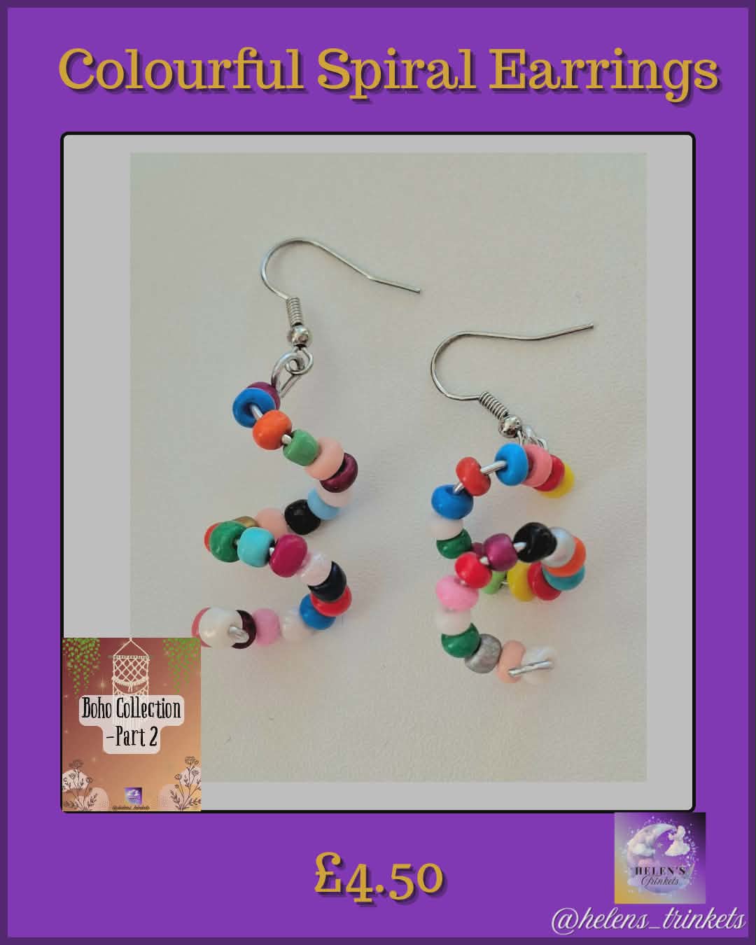 Colourful spiral earrings