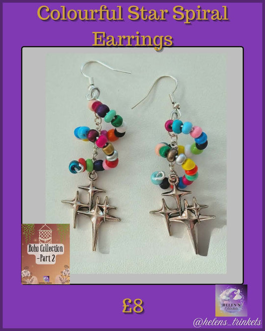 Colourful Star Spiral Earrings
